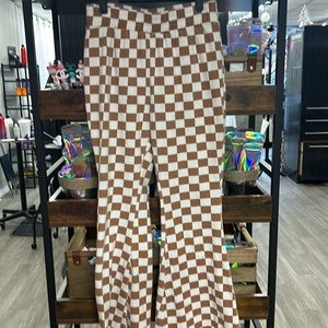 checkered flared joggers